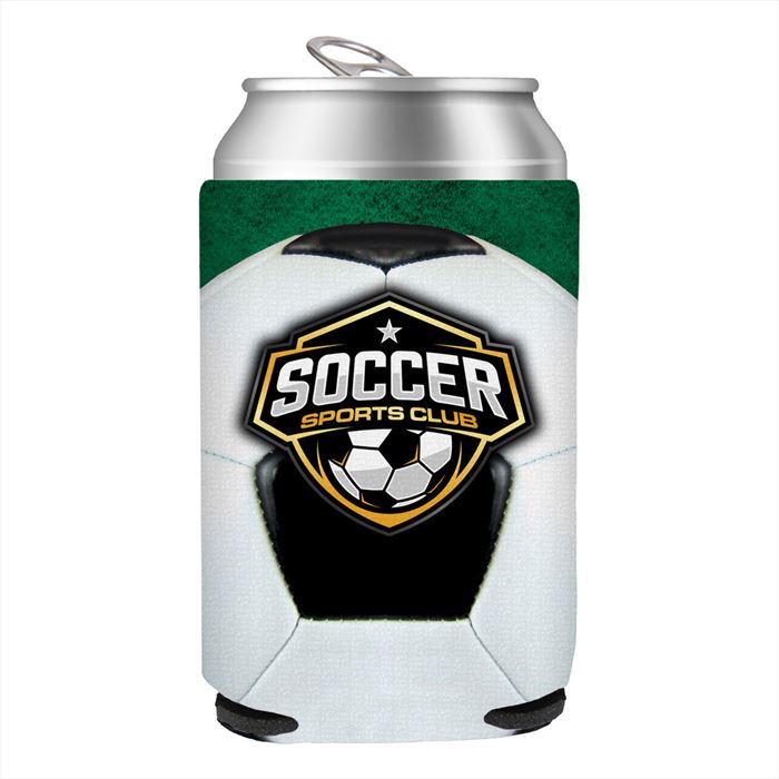 DC1000BEZ4CP-SOC Soccer Can Cooler With Full Color Custom Imprint